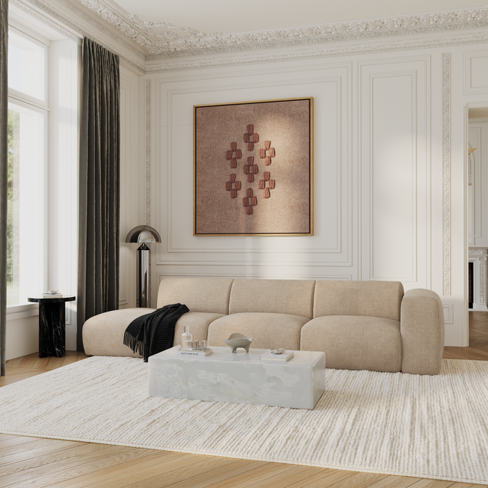 5-zits rechte bank in beige corduroy, 310 cm