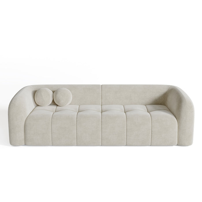 3-zits crèmekleurige fluwelen bank 226cm