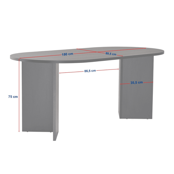 Calicosy - Eettafel met afgeronde randen L180 cm - SABLE