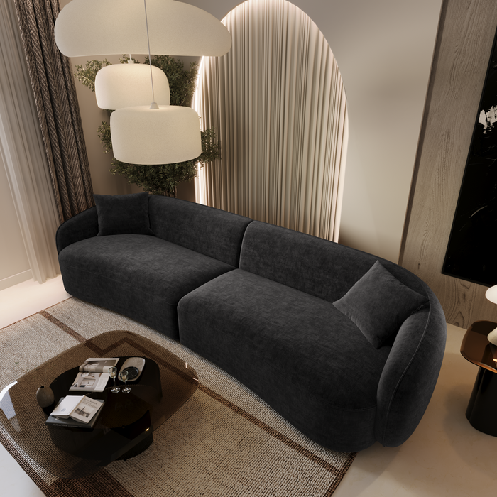 4-zitsbank in zachte, geweven stof, zwart