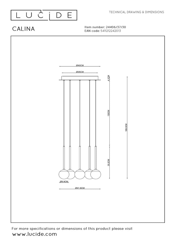 Lucide Premium CALINA Hanglamp - Zwart
