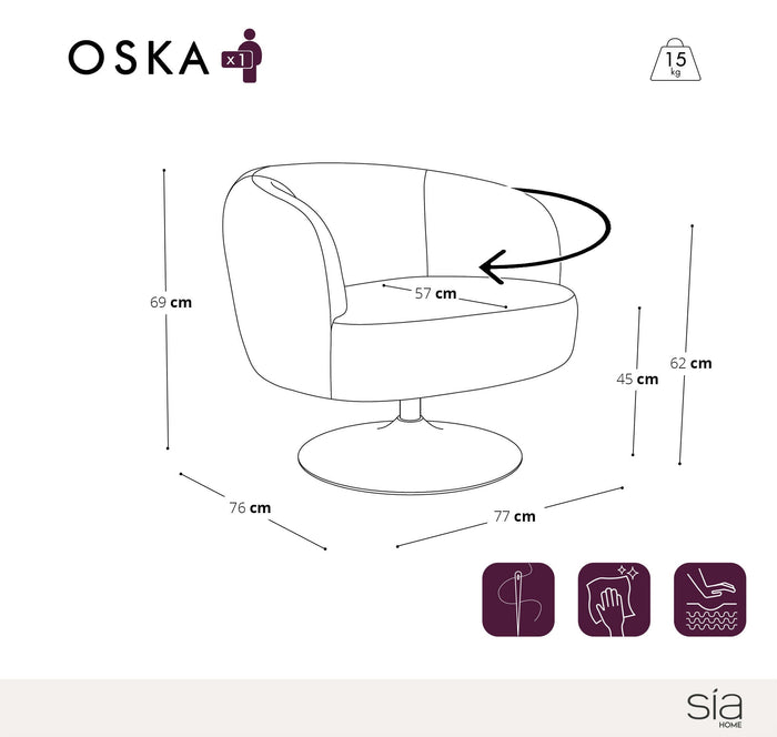 Terracotta chenille fluwelen draaifauteuil