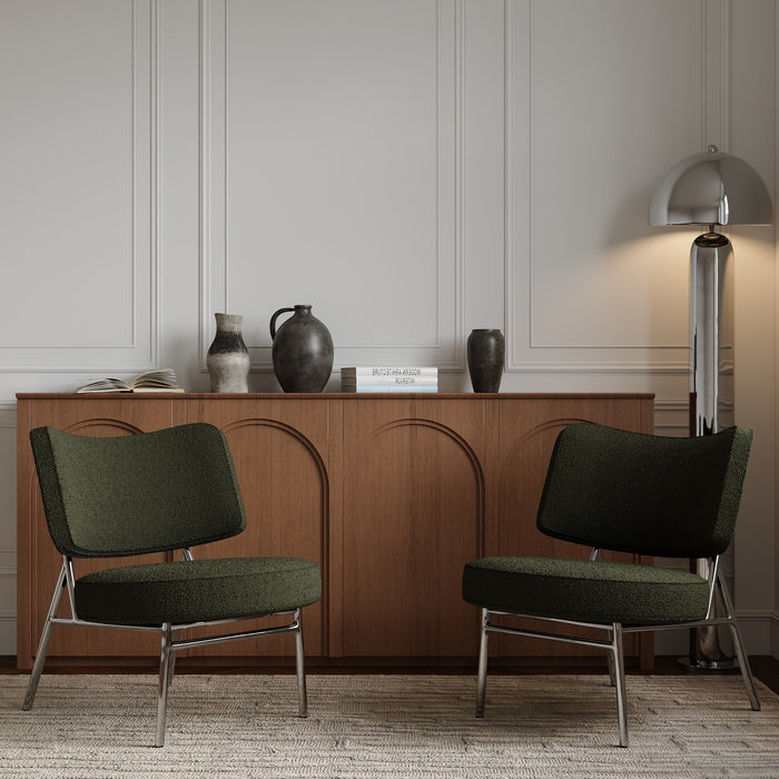 Kaki loungestoel van boucléstof