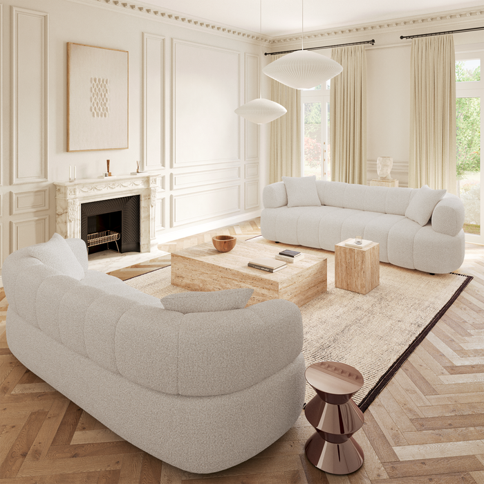 4-zitsbank in crèmekleurige badstof