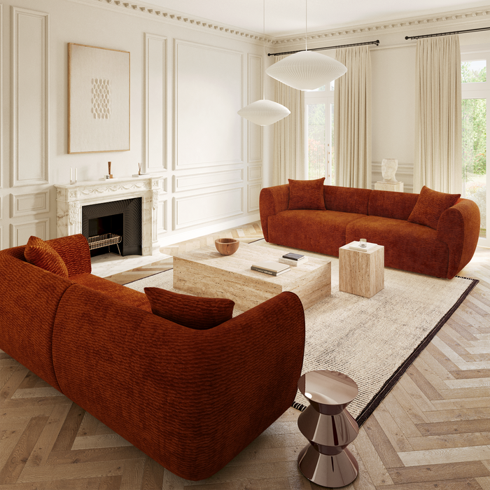 4-zitsbank in terracotta structuurfluweel