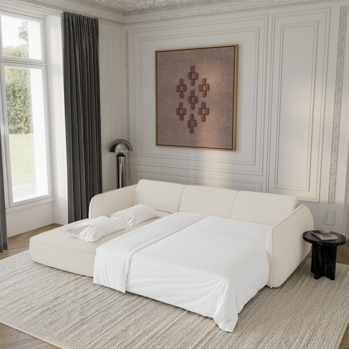 4-zits linker hoekbank in crème bouclette stof