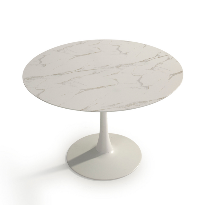 Calicosy - Ronde tafel met glazen blad in marmerlook ADA - H75 cm