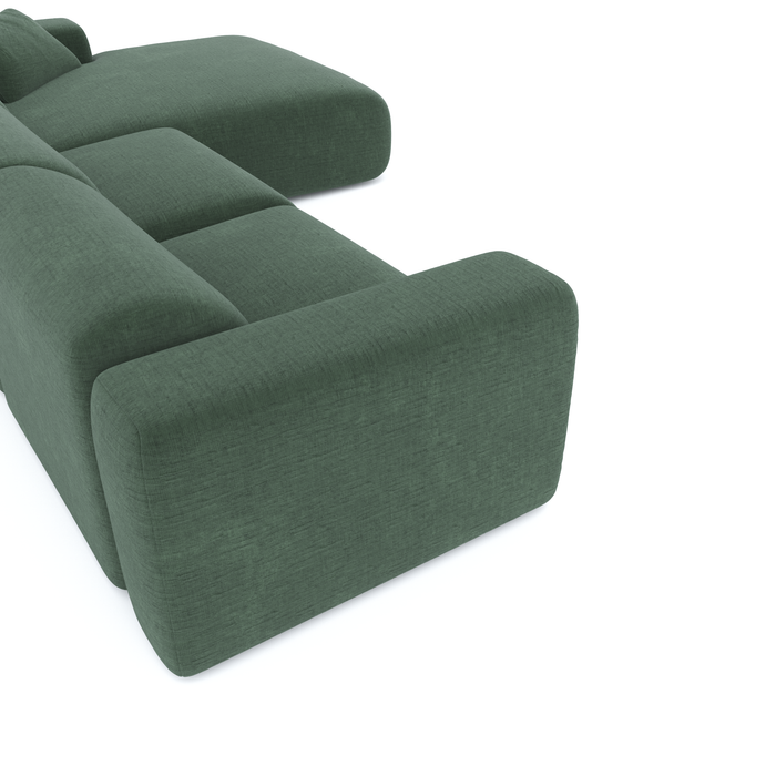 Grote rechthoekige bank van fluweel met smaragdgroen patroon