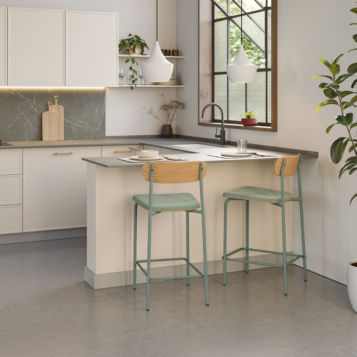 Calicosy - Set 2 barkrukken ADRIANA - H66 cm - Stof - Aquamarijn