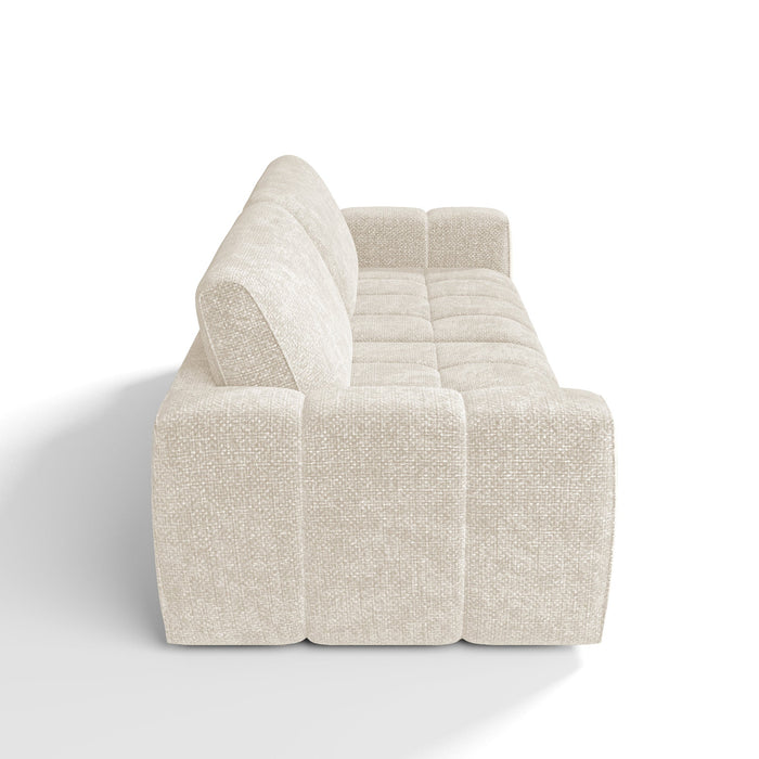 4-zitsbank in crème chenille fluweel