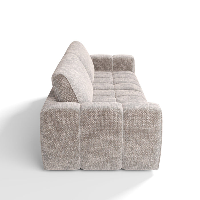 4-zitsbank in beige chenillefluweel