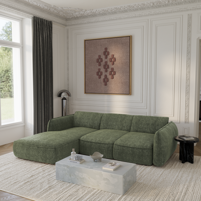 4-zits slaapbank links in olijfgroen fluweel