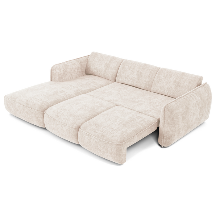 4-zits slaapbank links in crème geweven fluweel