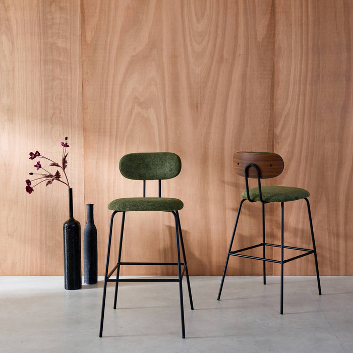 sweeek - Barkruk waterafstotende stof, zwarte metalen poten (set van