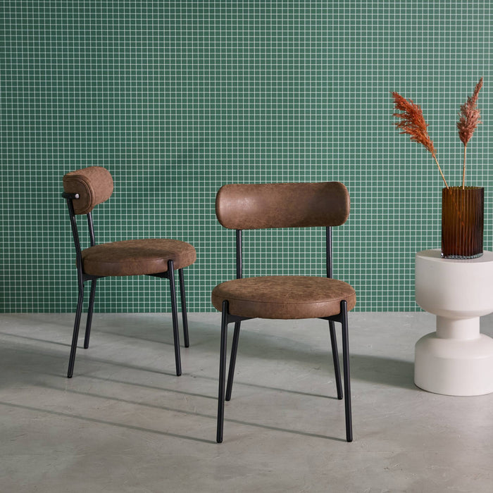 sweeek - Metaal en kunstleer stoel (set van 2)