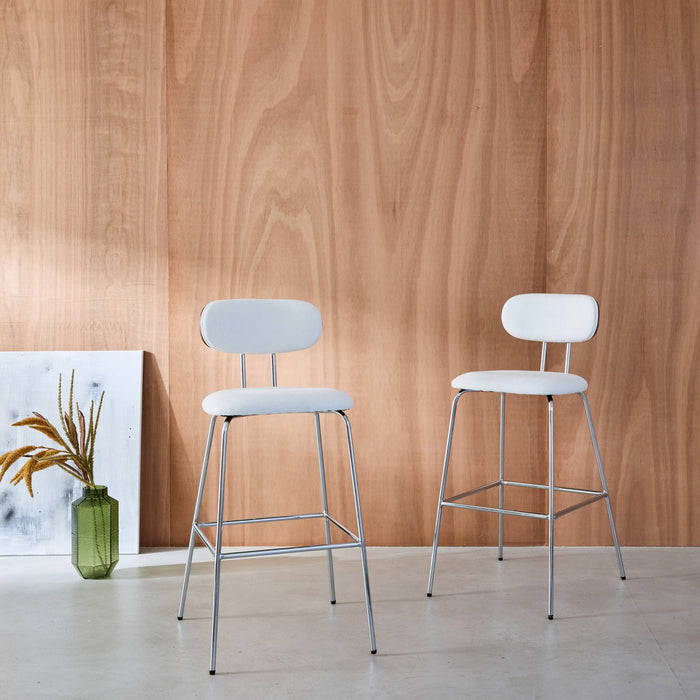 sweeek - Barkruk waterafstotende stof, chrome metalen poten (set van