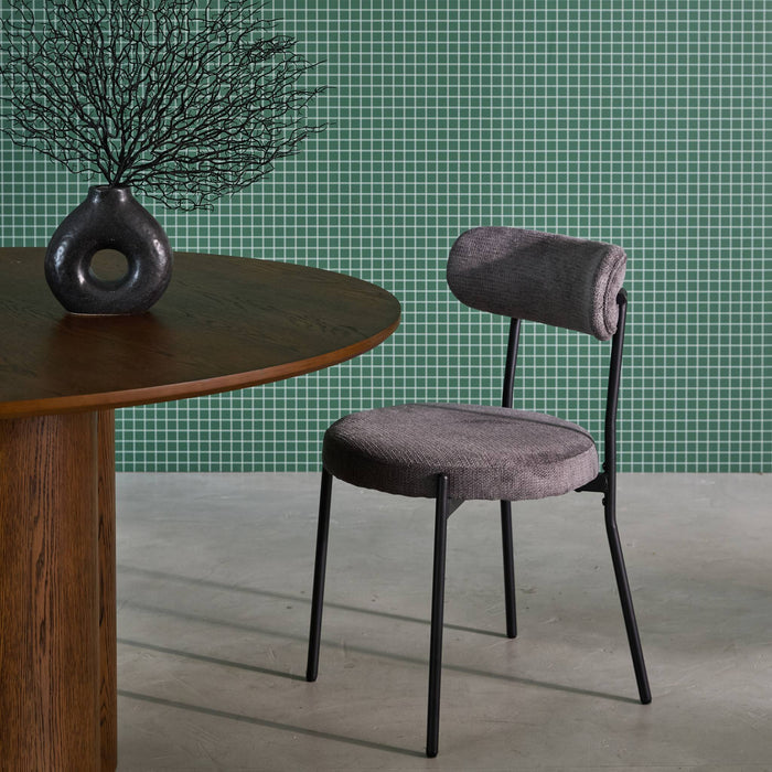 sweeek - Metaal en chenille stof stoel (set van 2)