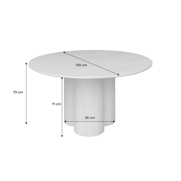 sweeek - Ronde eettafel van rubberhout en eikenfineer voor 4 personen
