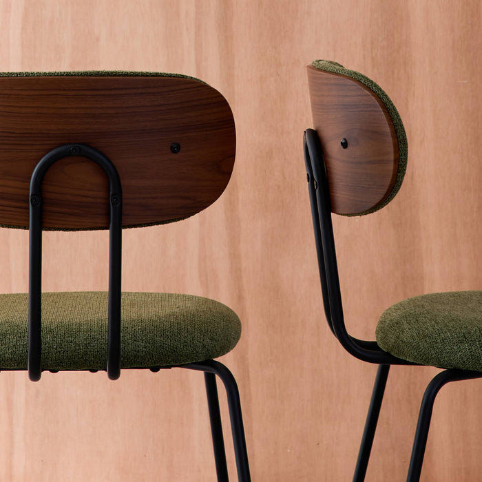 sweeek - Stoel waterafstotende stof, zwarte metalen poten (set van 2)