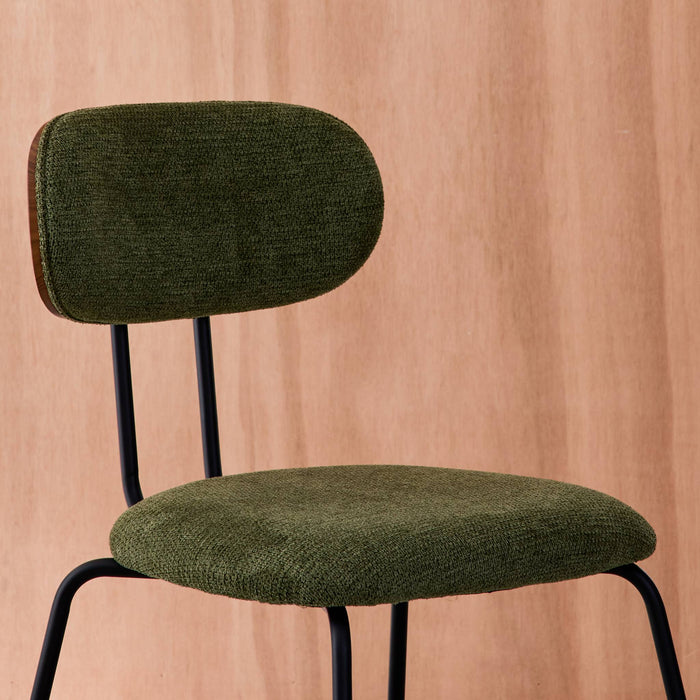 sweeek - Stoel waterafstotende stof, zwarte metalen poten (set van 2)