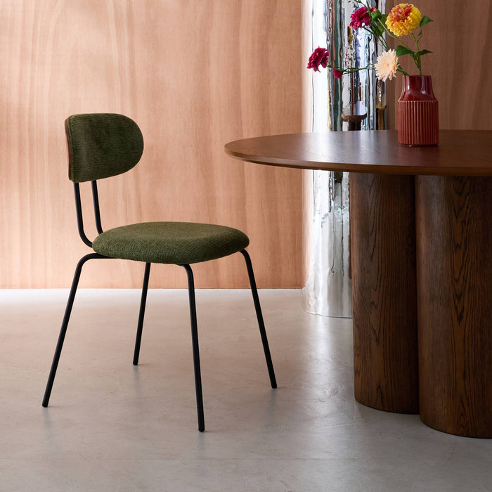 sweeek - Stoel waterafstotende stof, zwarte metalen poten (set van 2)