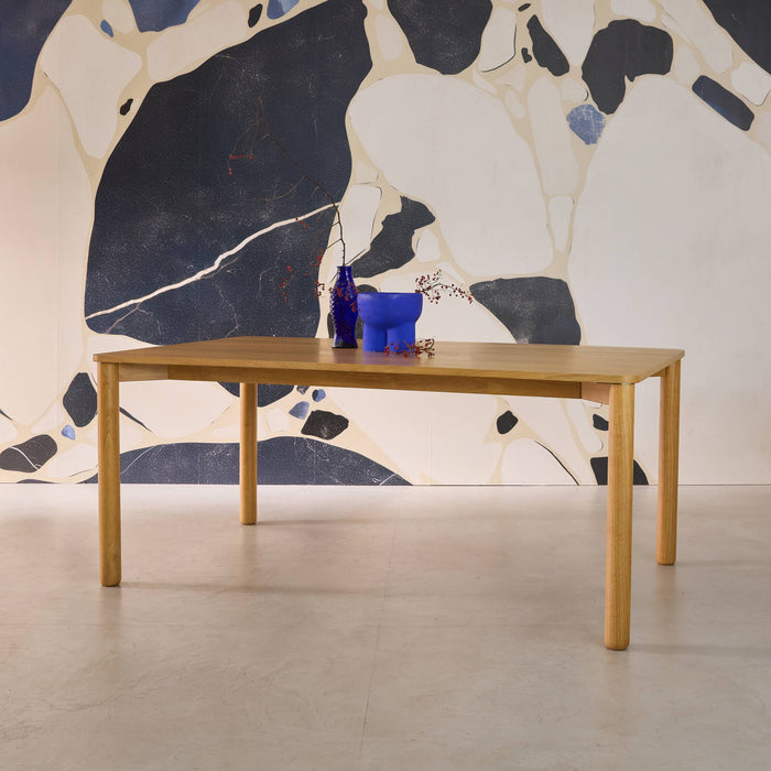 sweeek - Eettafel rubberhout en eikenfineer rechthoekig 6 plaatsen