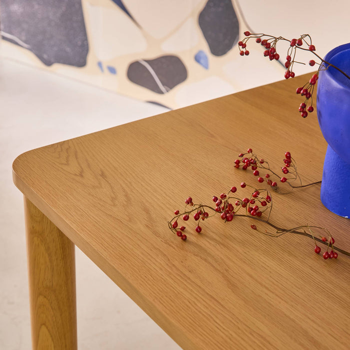 sweeek - Eettafel rubberhout en eikenfineer rechthoekig 6 plaatsen