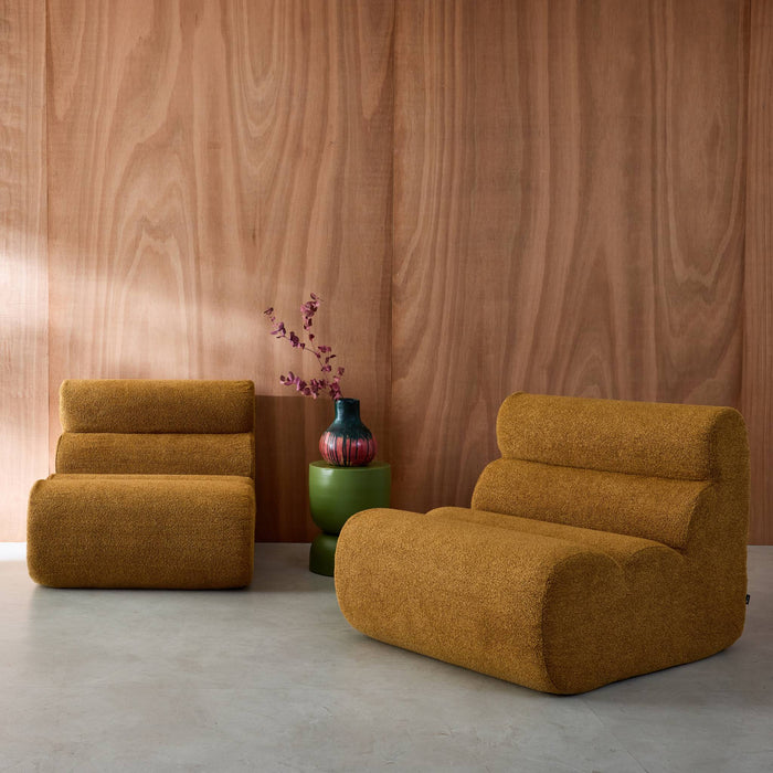 sweeek - Stoffen fauteuils getextureerde bouclé 1 zitplaats (set van