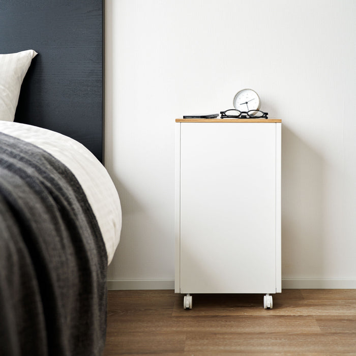 Yamazaki Tower Bijzettafel op wielen semi gesloten - Wit