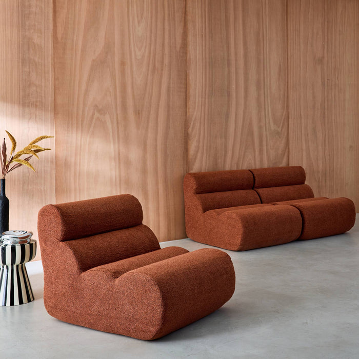 sweeek - Stoffen fauteuils getextureerde bouclé 1 zitplaats (set van