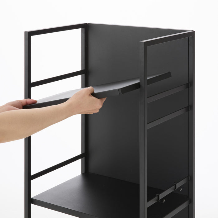 Yamazaki Tower Opbergtrolley 3-laags semi gesloten - Zwart