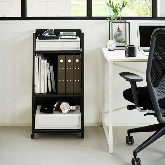 Yamazaki Tower Opbergtrolley 3-laags semi gesloten - Zwart