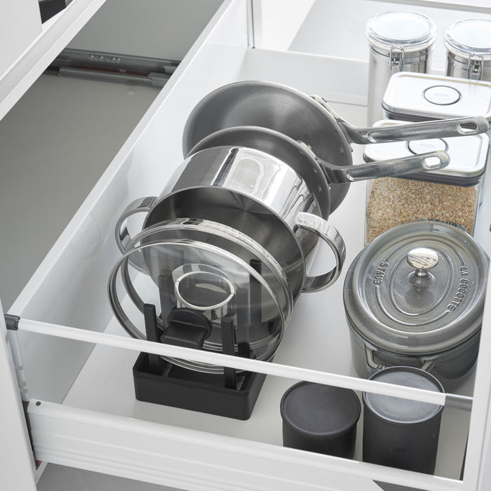 Yamazaki Tower Deksel & pannenhouder verstelbaar - Zwart