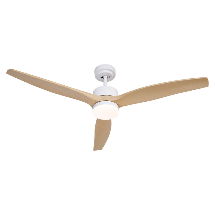 QAZQA Smart plafondventilator wit met hout print 132cm incl. LED