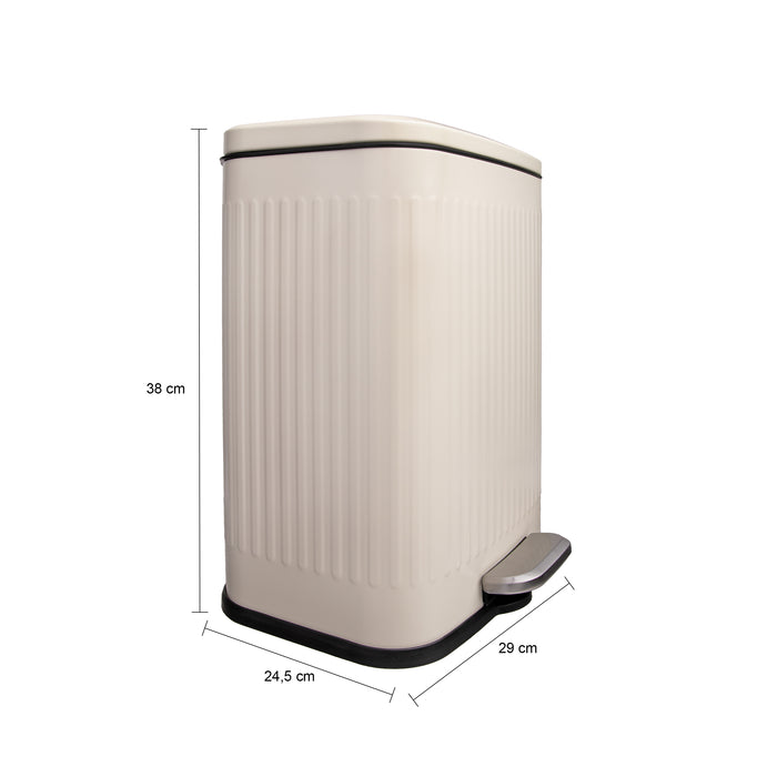 QUVIO Prullenbak 13 L - Rechthoekig afgerond - Metaal - Beige