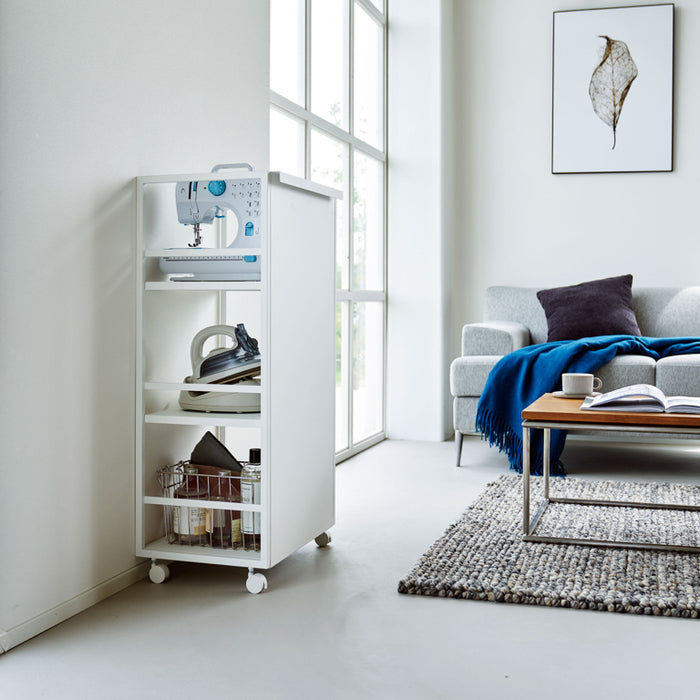 Yamazaki Tower Opbergtrolley 3-laags semi gesloten - Wit