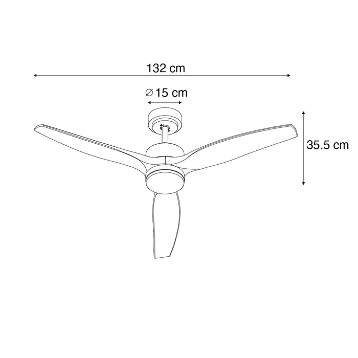 QAZQA Smart plafondventilator zwart met hout print 132cm incl. LED
