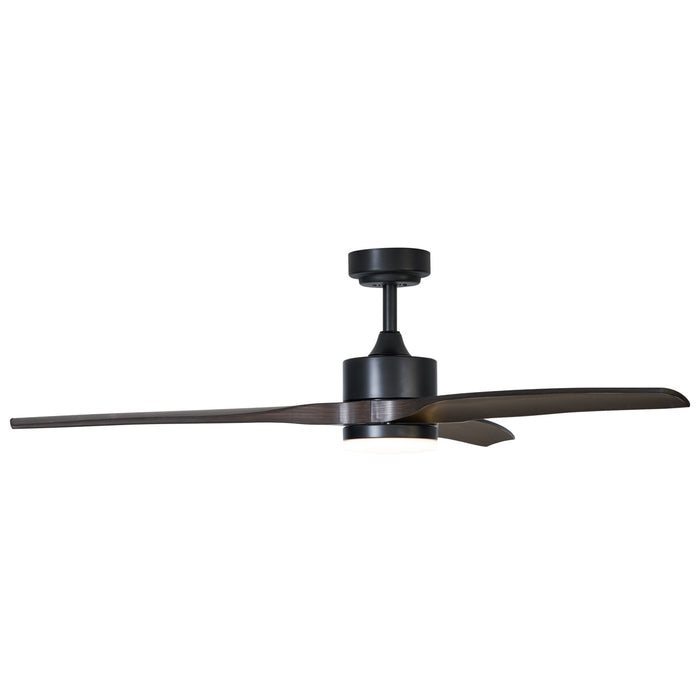 QAZQA Smart plafondventilator zwart met hout print 132cm incl. LED