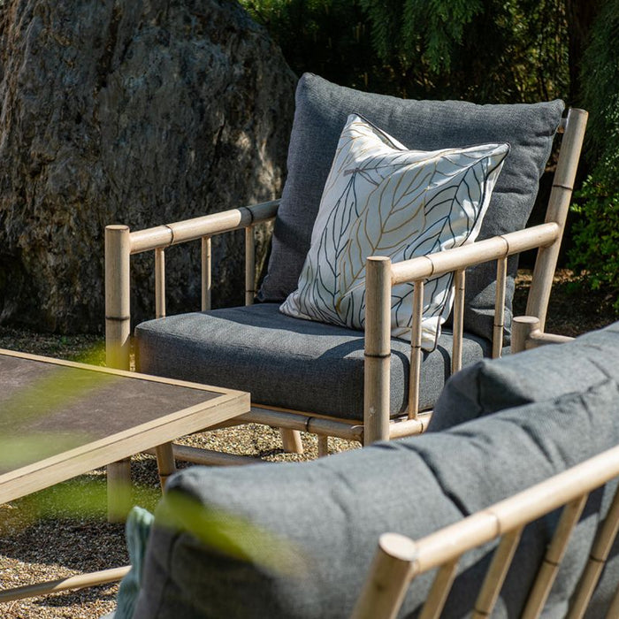 Lombok loungeset - 4-delig - aluminium - bamboo-look - mystic grey