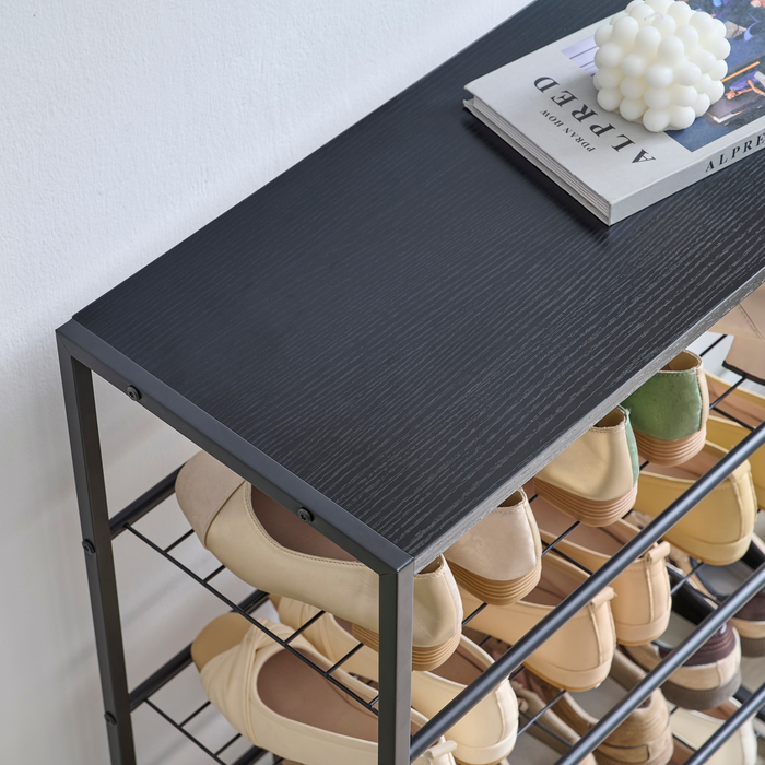 Acaza Schoenenrek - 12 à 15 Paar Schoenen - Houten Plank - Zwart