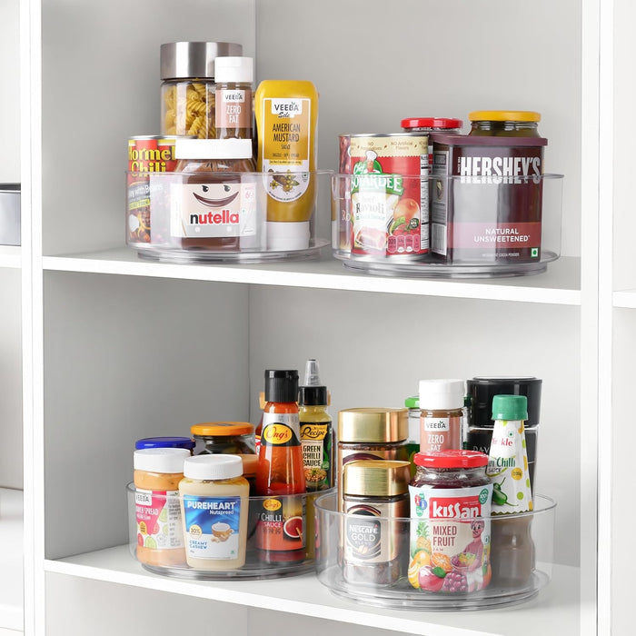 XIVADA Draaiplateau Hoog - Met 5 verdelers - 28 cm - Transparant