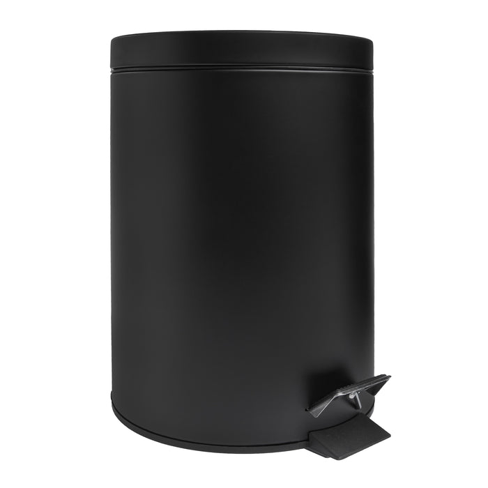 QUVIO Prullenbak 7 L - Rond - Metaal - Zwart