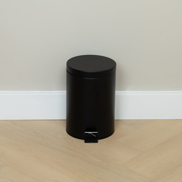 QUVIO Prullenbak 7 L - Rond - Metaal - Zwart