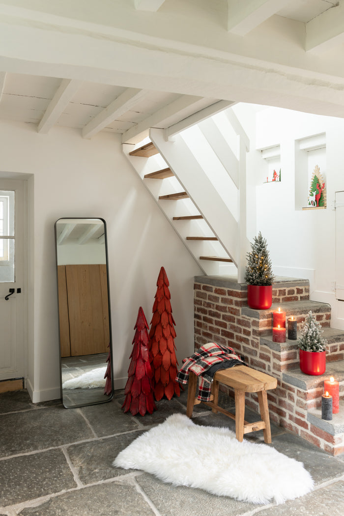 J-Line decoratie Kerstboom Stukken - hout - rood - medium