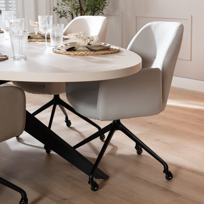 Bronx71 Scandinavische eetkamerstoel op wieltjes Runa gerecyclede stof