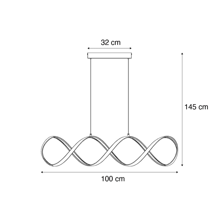 QAZQA Design hanglamp zwart 100cm incl. LED 3-staps dimbaar - Wokkel