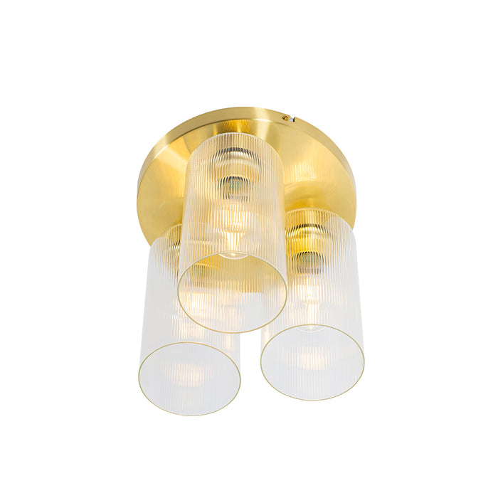 QAZQA Art Deco plafondlamp goud met glas 3-lichts - Laura