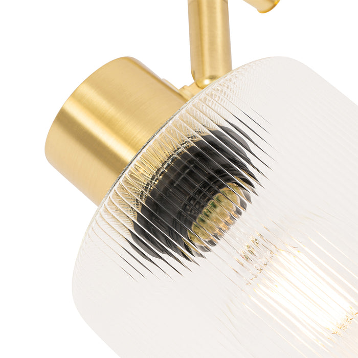 QAZQA Plafondspot goud met glas 3-lichts verstelbaar - Laura