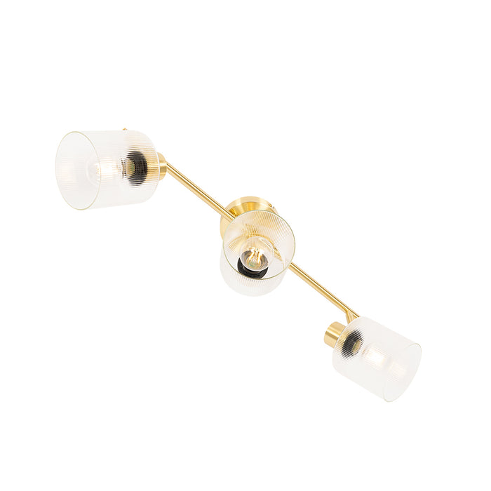 QAZQA Plafondspot goud met glas 3-lichts verstelbaar - Laura