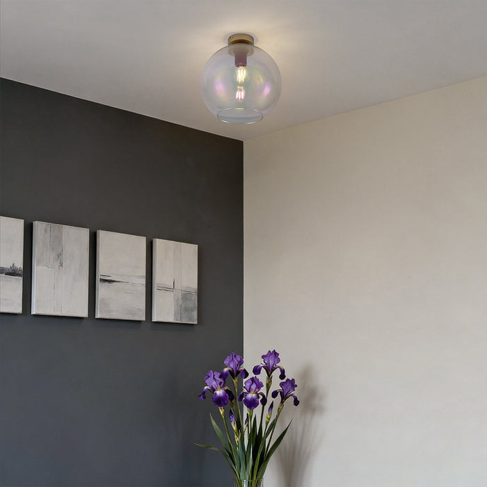 QAZQA Art Deco plafondlamp goud met regenboog glas - Sandra